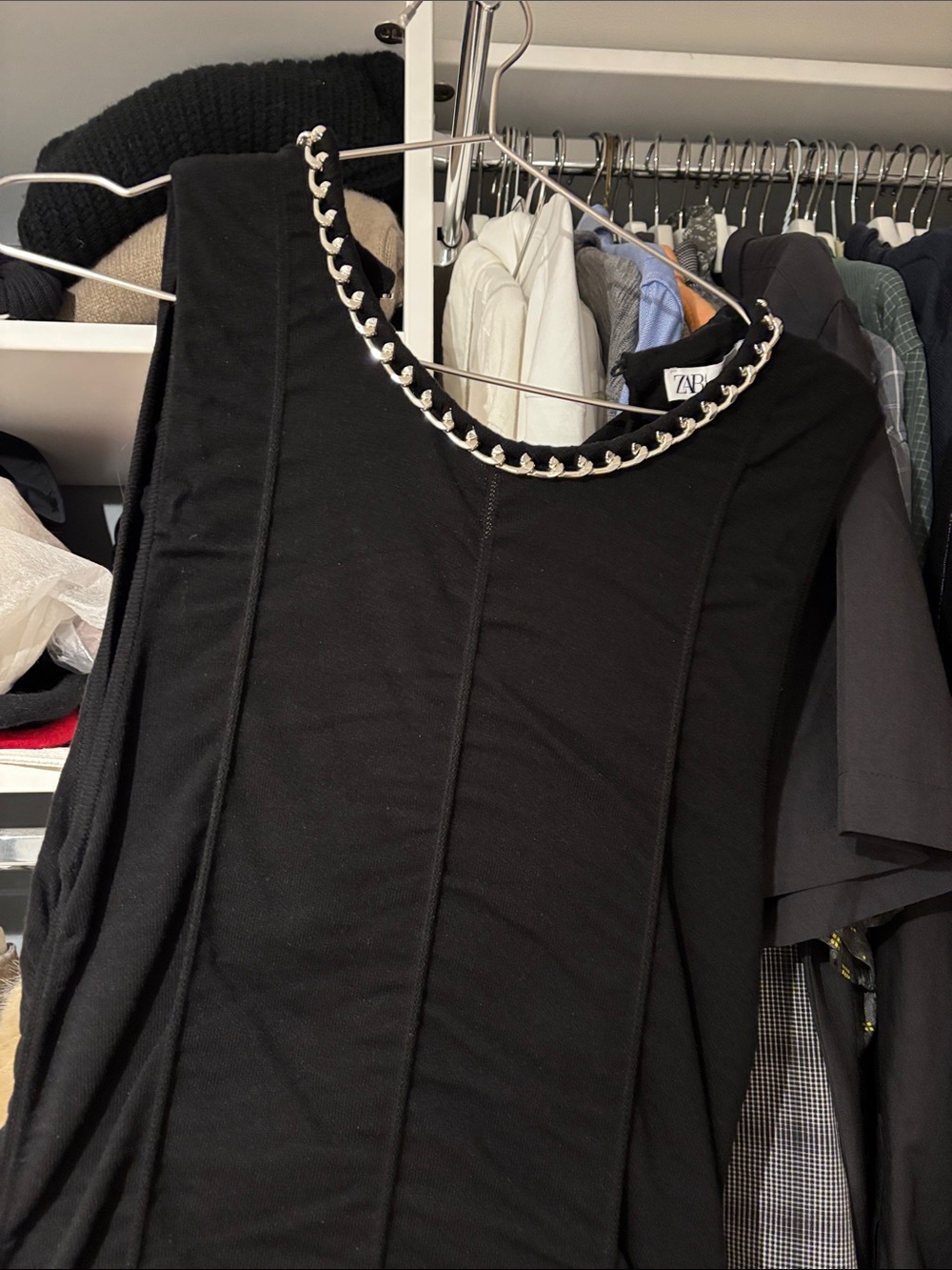 Zara Black Sleeveless Maxi Dress with Silver Chain Detail - Picture 7 of 7